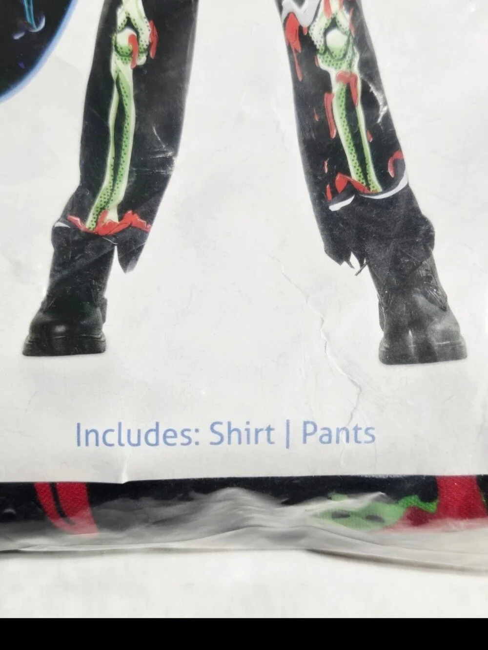 Boys Glow inthe Dark Zombie Costume Size Large 10-12 Halloween Shirt & Pants NIP